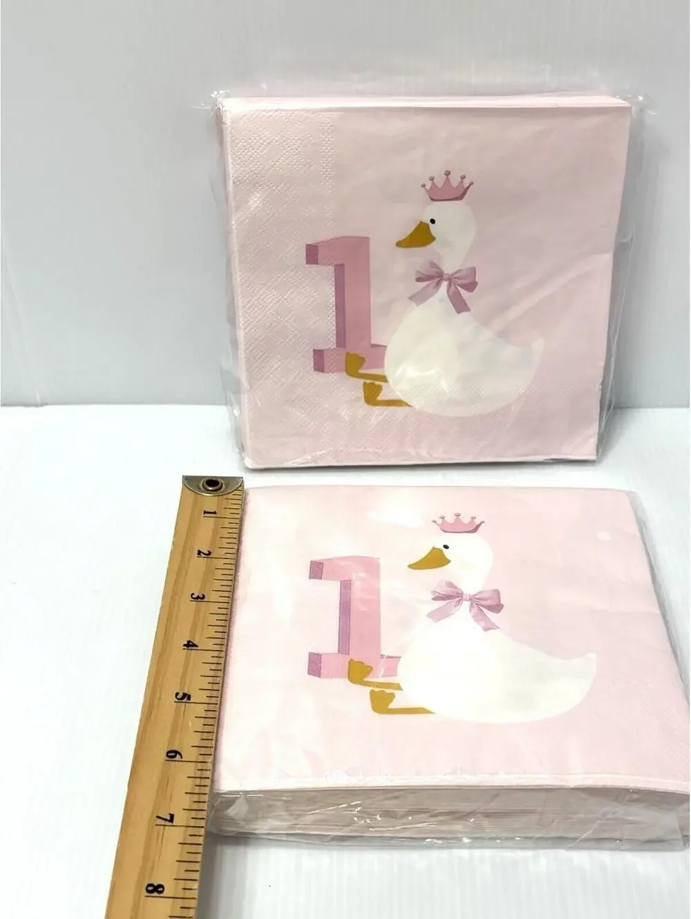 2 Packs Swan 1st Birthday Paper Napkins Pink Floral Gold Crown Party Tableware